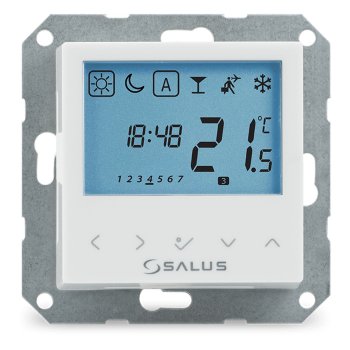 Термостат для тёплого пола программируемый SALUS BTRP230, проводной, 230 В, монтаж в подрозетник, белый